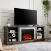 70" Modern TV Stand with 23" Electric Fireplace Insert, Large Media Console Table with Faux Stacked Stone Surround and Spacious Storage Cabinet - 3 of 4