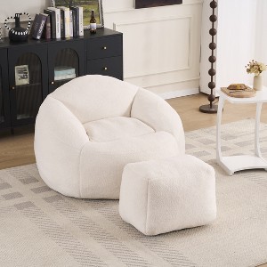 CAVINAS Bean Bag Chair with Ottoman, Adults & Teens Sofa Chair with Footrest, Cloud Couch for Reading, Resting, Watching TV - 1 of 4