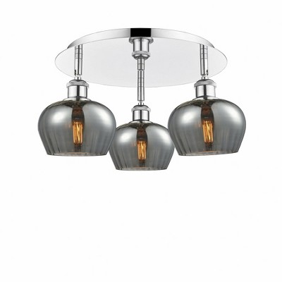 Fenton - 3 Light Flush Mount In Art Deco Style-8 Inches Tall and 18.25 Inches Wide