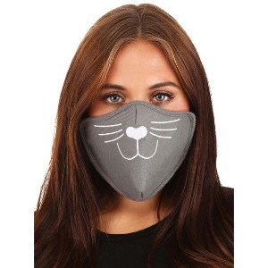 HalloweenCostumes.com One Size Fits Most  Women  Cat Face Mask Gray for Adults, White/Gray - 1 of 3