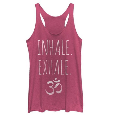 Women's CHIN UP Inhale Exhale Yoga Racerback Tank Top - Pink Heather - Small
