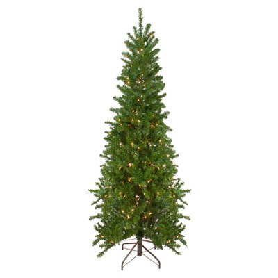 Northlight 7.5' Prelit Artificial Christmas Tree Canadian Pine Pencil - Clear Lights