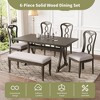 6 Piece Dining Table Set for 6, 63 Inch Farmhouse Kitchen Table Set, Kitchen Breakfast Table Set for Restaurant Dining Room Kitchen - 3 of 4