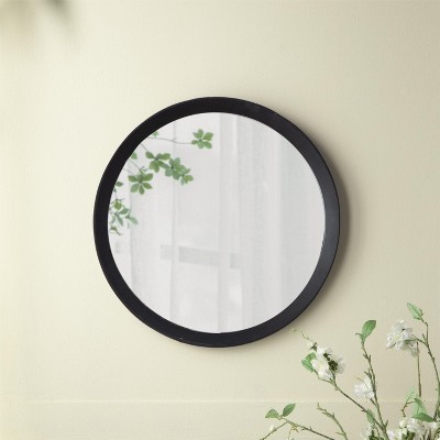 20" Circle Solid Wood Frame Mirror,Round Wooden Mirror,Decor Wall Mirrors For Living Room,Simplicity Design Room Mirrors-The Pop Home