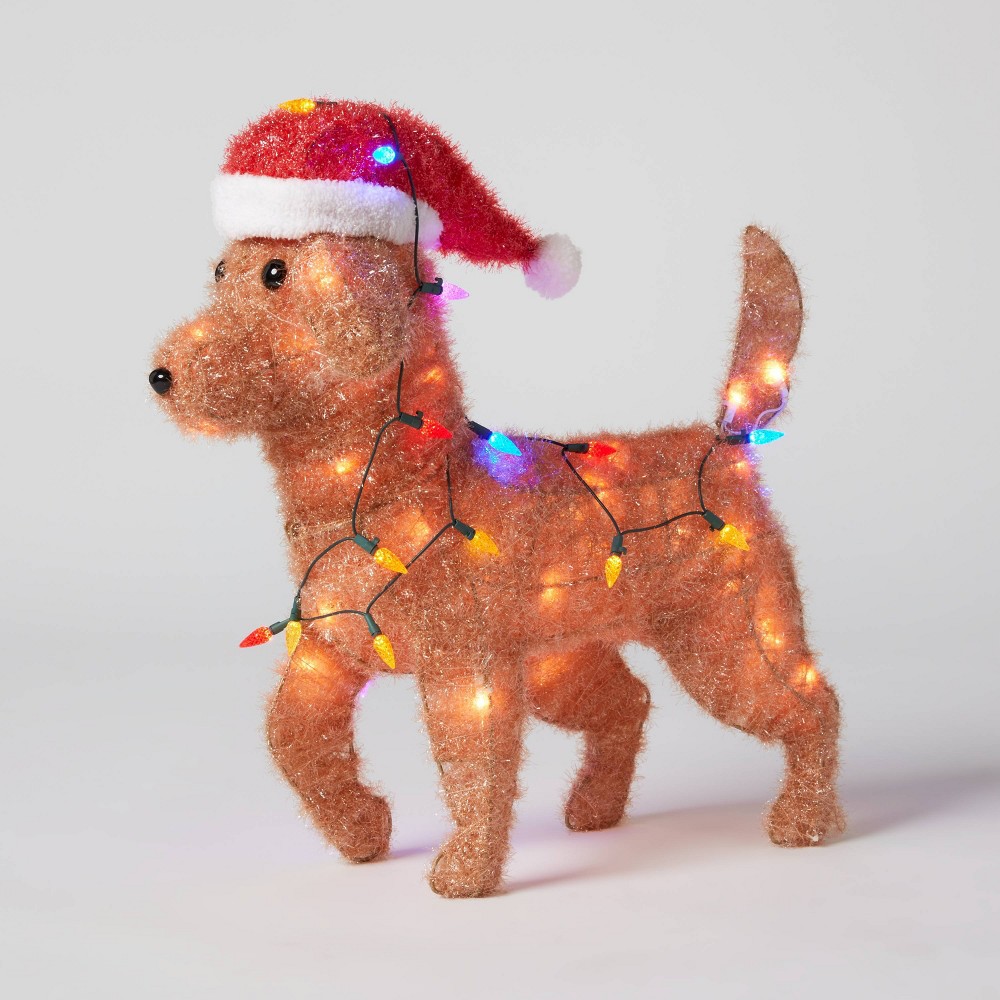 23" H Lit Christmas Incandescent Tinsel Golden Retriever Novelty Sculpture - Wondershop™