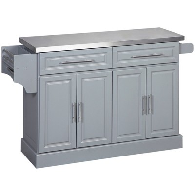 Gray Stainless Steel Top Kitchen Cart with Spice Rack
