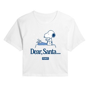 Women's - Peanuts - Snoopy Dear Santa Cropped Graphic T-Shirt - 1 of 4