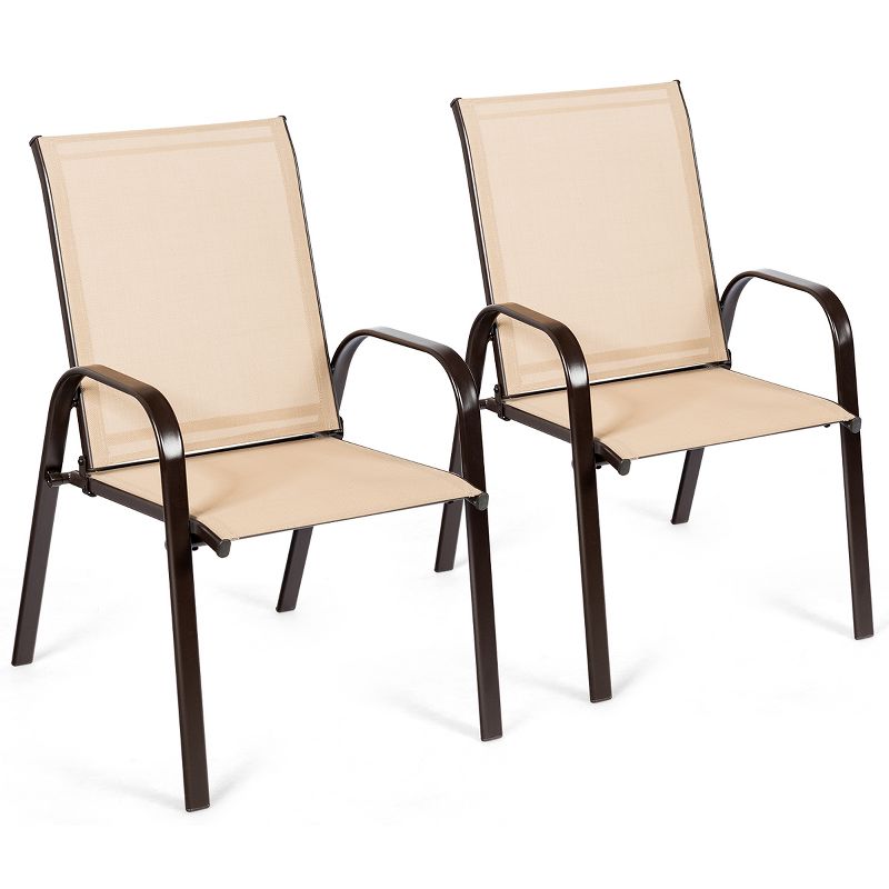 Tangkula 4-Piece Patio Chairs Camping Garden Chairs with Armrest & Backrest, 3 of 9