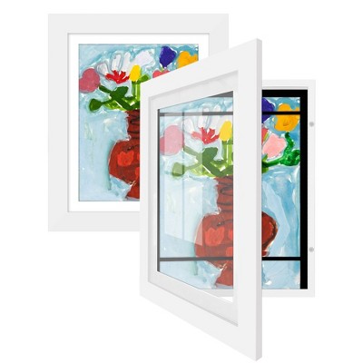 Americanflat Kids Art Frame 10x12.5 inches with 8.5x11 inches Mat - Composite Wood And Glass (2 Pack)
