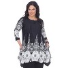 Women's Plus Size 3/4 Sleeve Printed Dulce Tunic Top - White Mark - 2 of 4