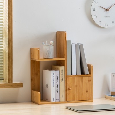 Desktop bookcase, tabletop storage rack, wooden desktop display rack, with a small storage cabinet
