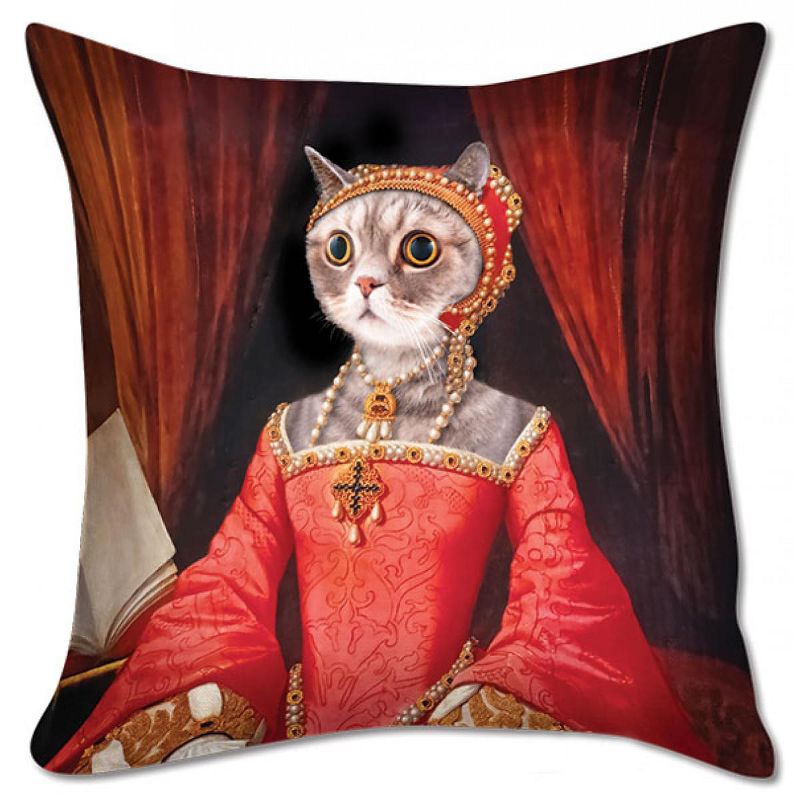 Accoutrements Renaissance Kitty 18" X 18" Pillow Cover, 1 of 4