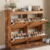 4-Drawer Rattan Shoe Cabinet - Wooden Flip-Door Organizer with Adjustable Shelves, Freestanding Storage for Entryway, Hallway & Closet - 3 of 4