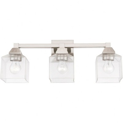 Aragon Brushed Nickel 3-Light Vanity Sconce with Clear Glass Shades