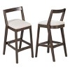 Set of 2 Rubberwood Indoor Bar Stools, 39‘’ Wood Bar Stools with Beige Upholstery Seat, Upholstered Bar Stools for Kitchen Home Bar - Koiai - 3 of 4
