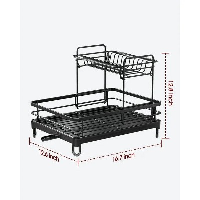 LunaLulinlk Dish Drying Rack X-Large Stainless Steel Dish Rack for Kitchen Counter, 2-Tier Kitchen Storage, Black