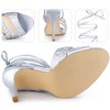 Perphy Women's Rhinestone Strappy Lace Up Slingback Stiletto Heel Sandals - 3 of 4