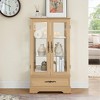 Vynxaria 1 Drawer Decorative Storage Cabinet with Mirrored Back and Adjustable Shelves - Cherry/White/Oak - 3 of 4