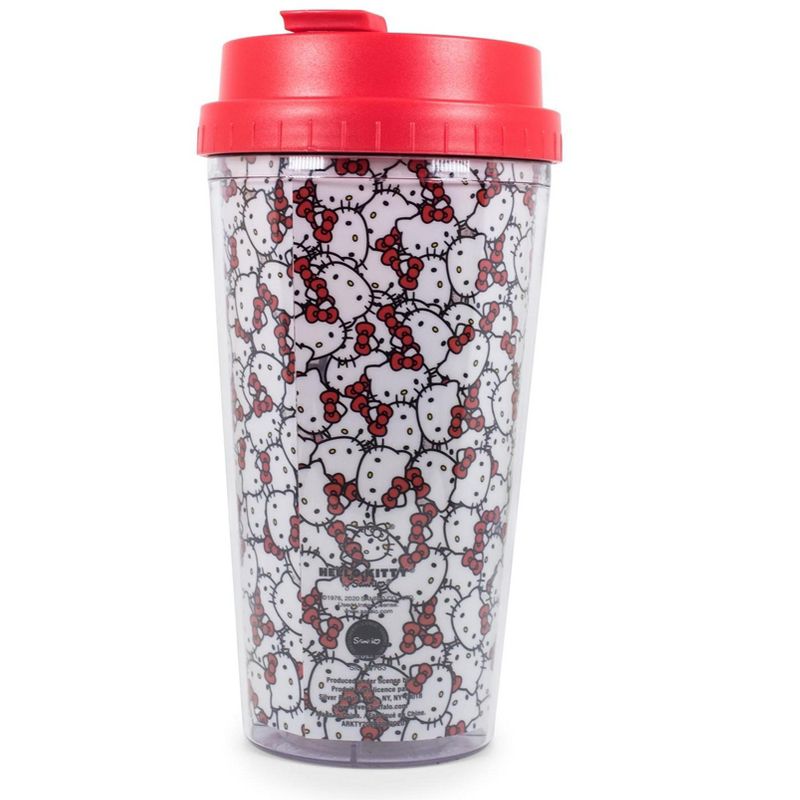 Silver Buffalo Sanrio Hello Kitty Allover Faces Plastic Travel Mug With Lid | Holds 16 Ounces, 2 of 7