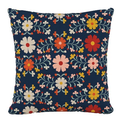 18"x18" Polyester Pillow in Juana Navy: Decorative, Square, Zippered - Skyline Furniture
