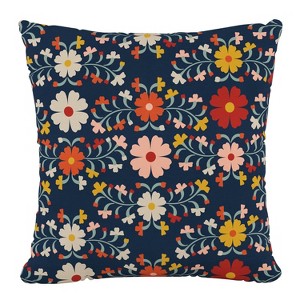 18"x18" Polyester Pillow in Juana Navy: Decorative, Square, Zippered - Skyline Furniture - 1 of 4
