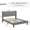 Bed Frame, Velvet Upholstered Platform Bed with 2 Storage Pockets, Slat Support, No Box Spring Needed, Easy Assembly - 2 of 4