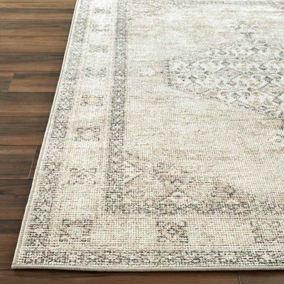 Lila 5'3" x 7' Blush Beige Synthetic Stain-Resistant Area Rug