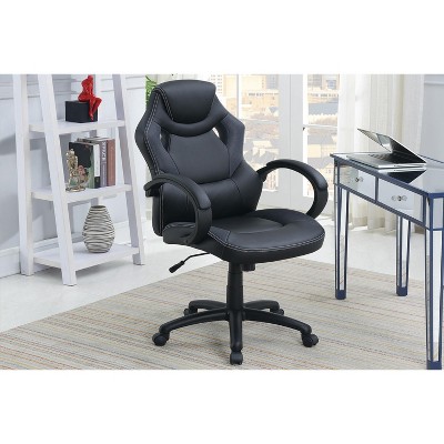 TiramisuBest Black Modern Upholstered Fabric Office Chair, Adjustable Height, Armrest Cushions