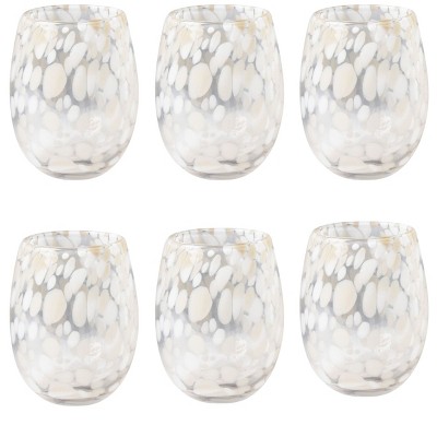 TAG 16 oz. Confetti Glass Stemless Drinkware Sand Dishwasher Safe Beverage Glassware Set of 6