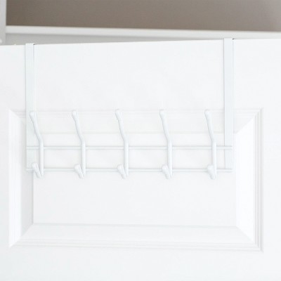 White Metal 2-Tier Over-Door Hook Rack