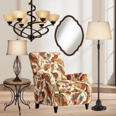 Spenser 58" Oiled Bronze Floor Lamp with Linen Shade