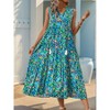 Womens Summer Loose Fit Maxi Dress Casual V Neck Sleeveless Bohemian Floral Print Long Beach Sundresses - 2 of 4