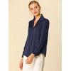 INSPIRE CHIC Women's Elegant V Neck Long Sleeve Office Work Satin Shirt - 4 of 4