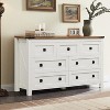 SinCiDo 7 Drawers Farmhouse Dresser & TV Stand, Rustic Wood Storage Cabinet for Bedroom, Living Room, Hallway Organization, Antique White - 3 of 4