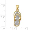 Black Bow Jewelry 14k Yellow Gold and White Rhodium Floral Flip Flop Pendant, 9 x 24mm - 4 of 4