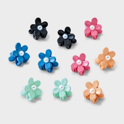 Girls' 10pk Mini Flower With Pearls Claw Clip Set - Art Class™ : Target