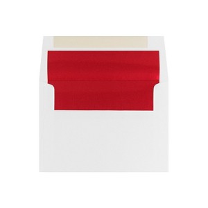 JAM Paper A6 Foil Lined Invitation Envelopes 4.75 x 6.5 White with Red Foil 25/Pack (3243655) - 1 of 4