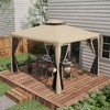 Outsunny Patio Gazebo, Outdoor Canopy Shelter with 2-Tier Roof and Netting, Steel Frame for Garden, Lawn, Backyard, and Deck - image 3 of 4