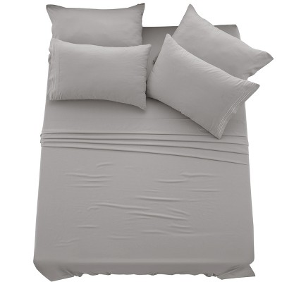 6 Piece Bed Sheet Set Ultra Soft Brushed Microfiber Solid Sheets with Pillow Cases - Lux Decor Collection