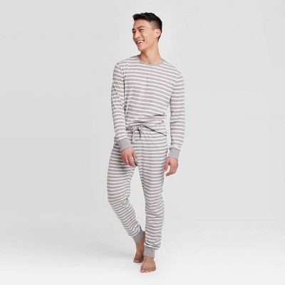 Men's Striped 100% Cotton Matching Family Pajama Set - Gray S