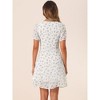 Allegra K Women's Floral Square Neck Short Sleeve Drawstring Ruched Dress - 4 of 4