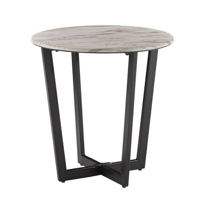 Jordis Faux Marble and Metal End Table White/Black - Inspire Q