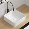 ChicFurnit Bathroom Sinks Square Countertop Bathroom Sink Porcelain Ceramic Thin Edge Basin Vessel Sink for Bathrooms, White, 14.76"*14.76"*5.12" - 2 of 4