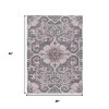 HomeRoots 3' X 5' Pink And Charcoal Damask Washable Indoor Outdoor Area Rug - 3 of 4