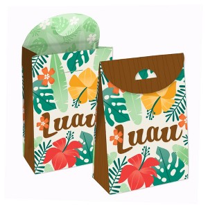 Big Dot of Happiness Tropical Luau - Hawaiian Beach Gift Favor Bags - Party Goodie Boxes - Set of 12 - 1 of 4