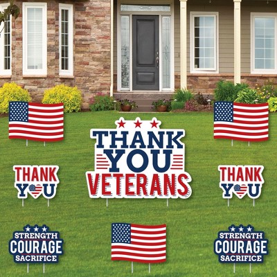 Big Dot of Happiness Thank You Veterans - Yard Sign and Outdoor Lawn Decorations - Support Our Troops Yard Signs - Set of 8