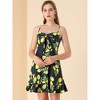 Allegra K Women's Floral Ruffle Bow Knot Lemon Spaghetti Strap Mini Sundress - 3 of 4