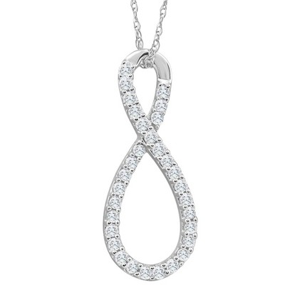 Pompeii3 1/4Ct TW Diamond Infinity Pendant 1" Tall Women's 10k White Gold Necklace