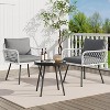 3-Piece All-Weather Wicker Set - Outdoor furniture with coffee table & cushions for balcony, garden, sunroom or porch. - 2 of 4