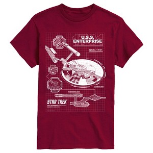 Men's - Star Trek - Enterprise Diagram Short Sleeve Graphic T-Shirt - 1 of 4